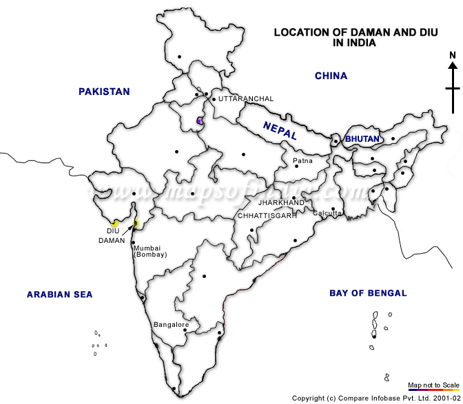 Location Maps of DAMAN &amp; DIU