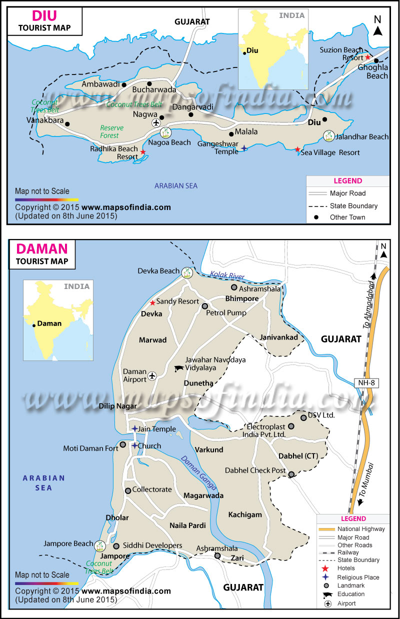Daman and Diu Tourist Map