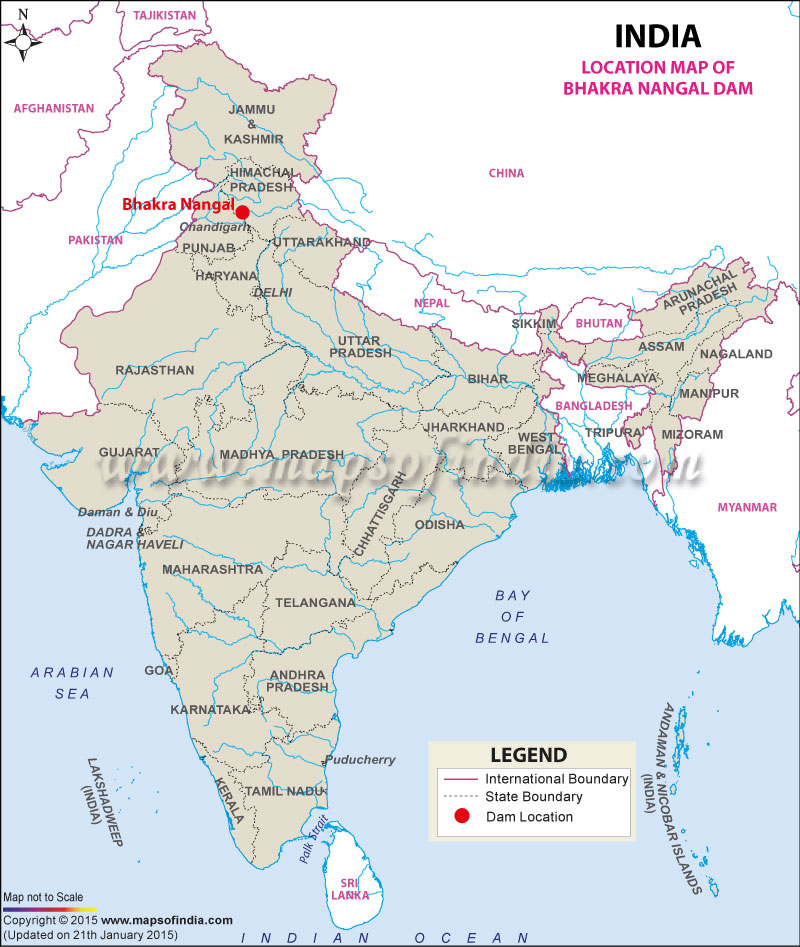 Location of Bhakra Nangal Dam