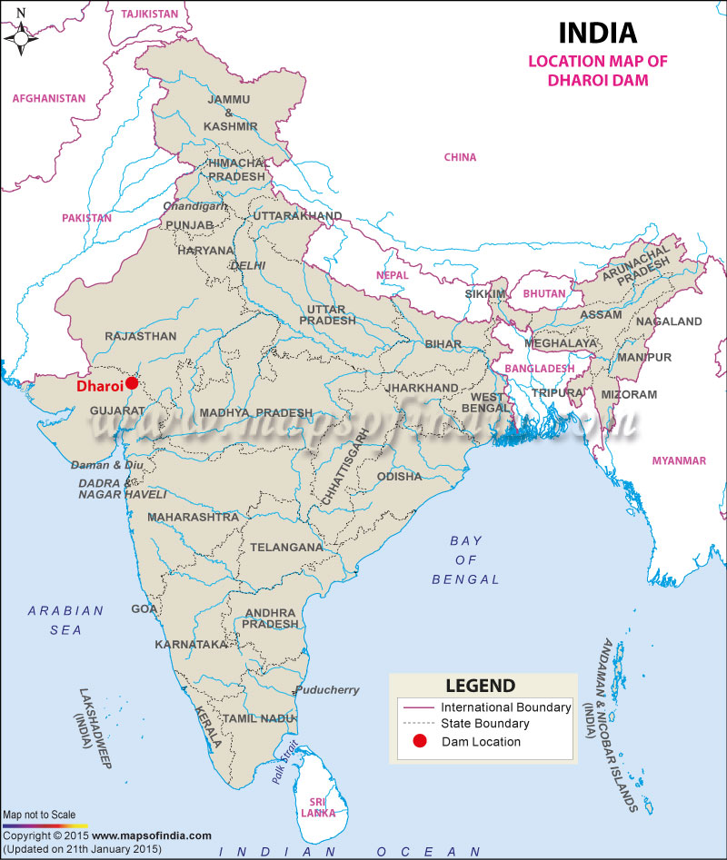 Location of Dharoi Dam