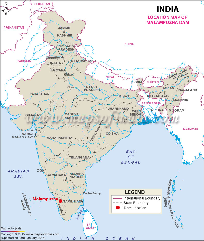 Location of Malampuzha Dam