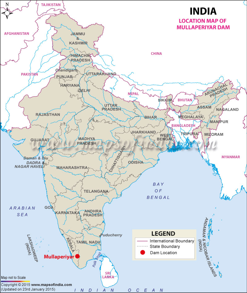 Location of Mullaperiyar Dam