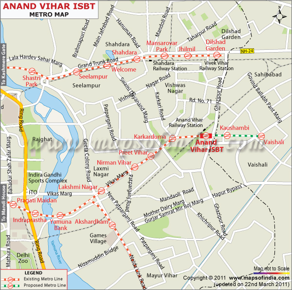 Anand Vihar ISBT Metro Map