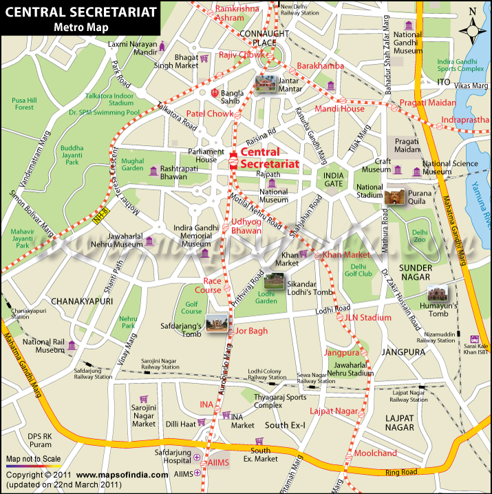 Central Secretariat Metro Map