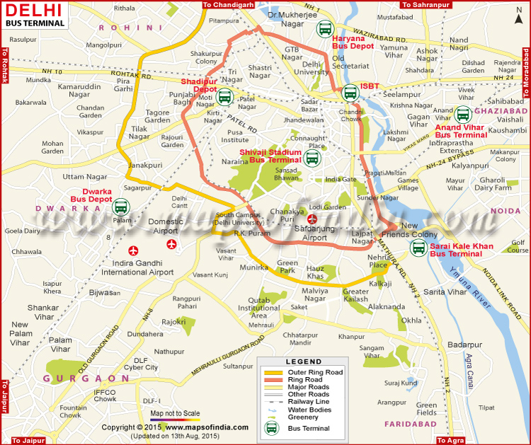 Bus Terminals in Delhi Map