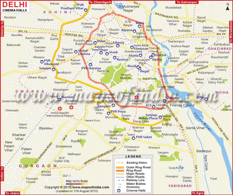 New Delhi Cinema Halls Map