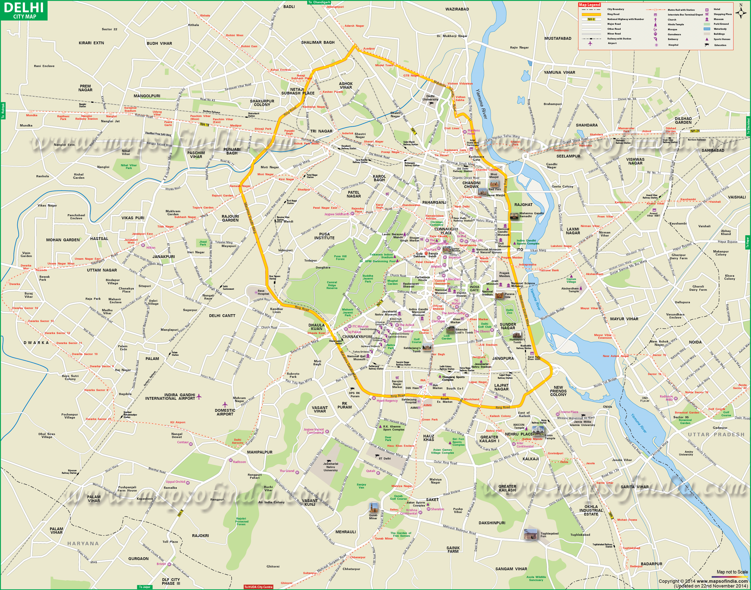 map of delhi city Delhi City Large Map