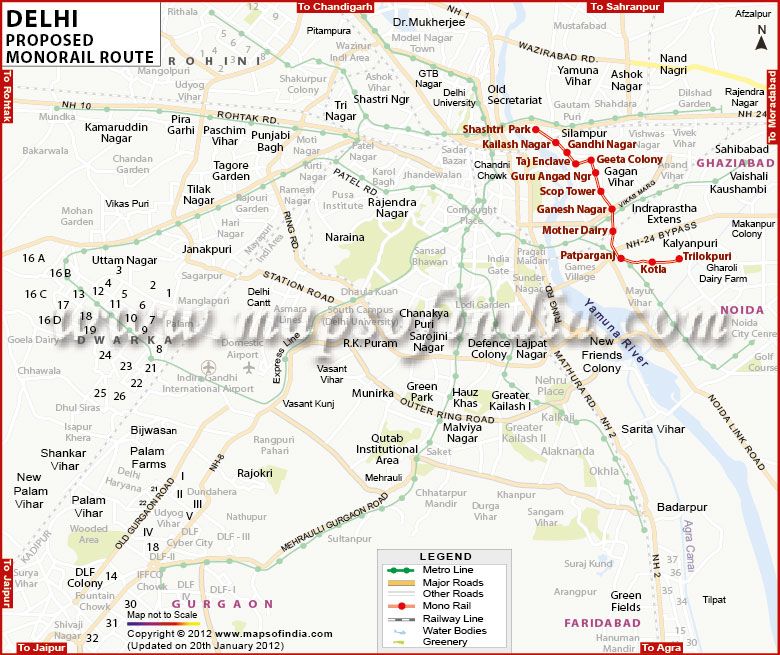 Route Map of Delhi Monorail