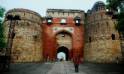The imposing entrance of Purana Qilla in Delhi, reflecting the fort's historical significance and architectural beauty