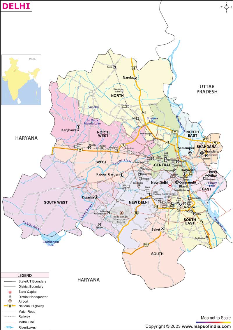 Delhi Map City Information And Facts Travel Guide