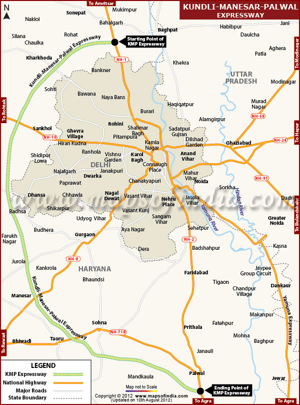 Kundli Manesar Palwal(KMP) Expressway Map