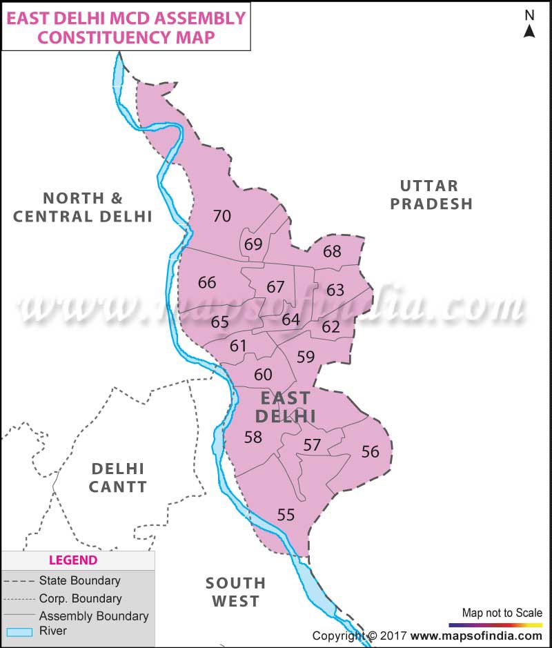 Map of East Delhi MCD Assembly Constituency