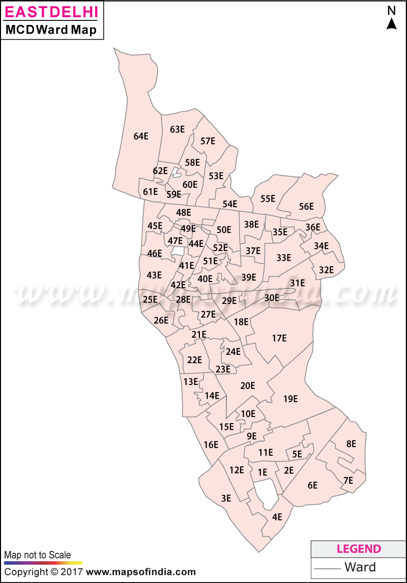 Map of East Delhi Municipal Corporation Ward