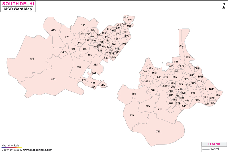 Map of South Delhi Municipal Corporation Ward