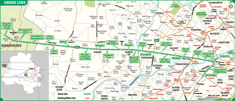 Green Line Delhi Metro Map
