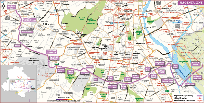 Delhi Metro Magenta Line Map Botanical Garden Janakpuri West