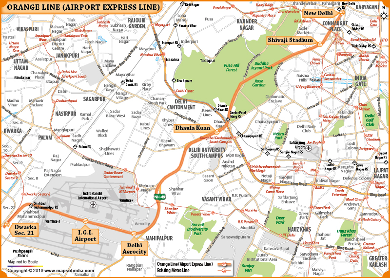 Delhi Metro orange Line Route Map
