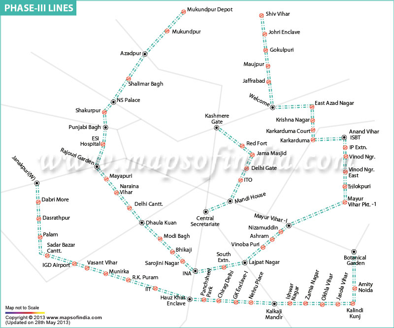 Delhi Metro Station Chart