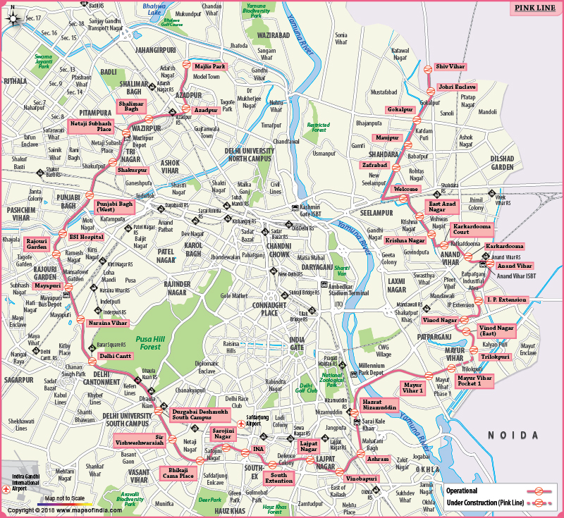 Delhi Metro Station Chart