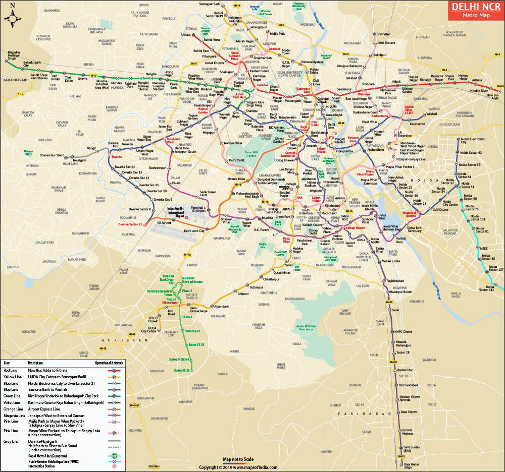 Delhi NCR Metro Network Map