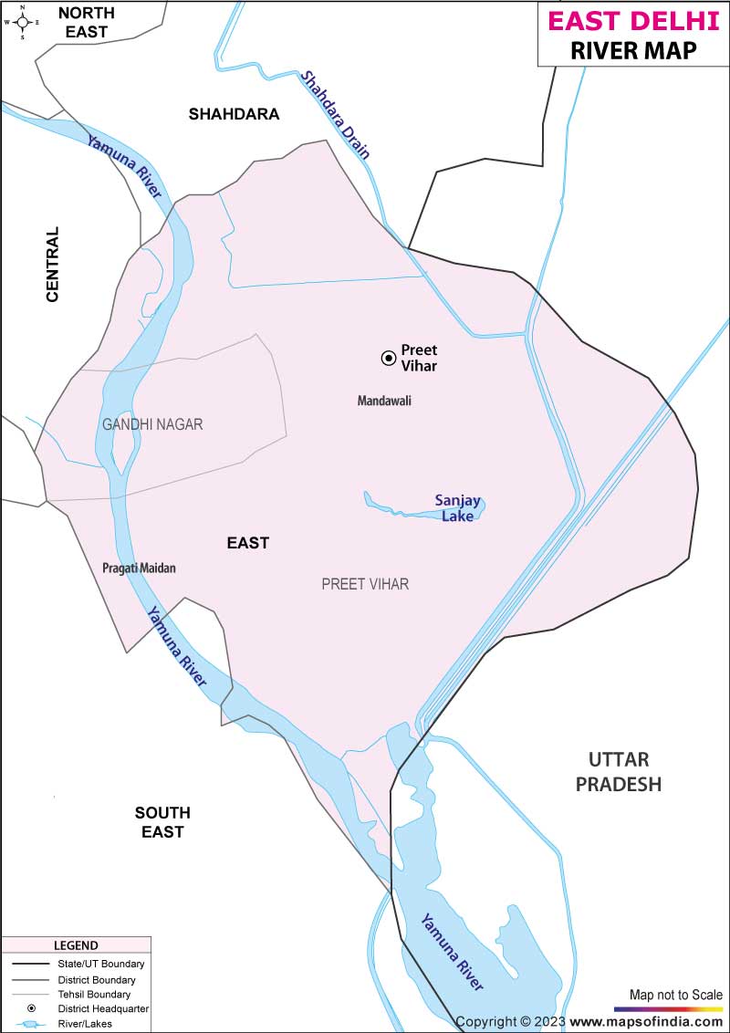 River Map of East Delhi