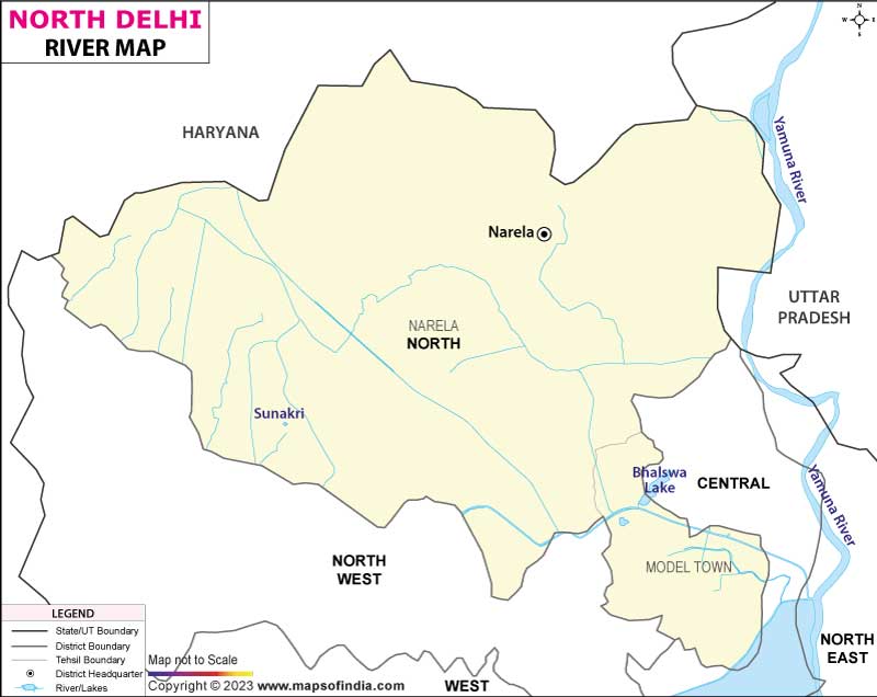 River Map of North Delhi