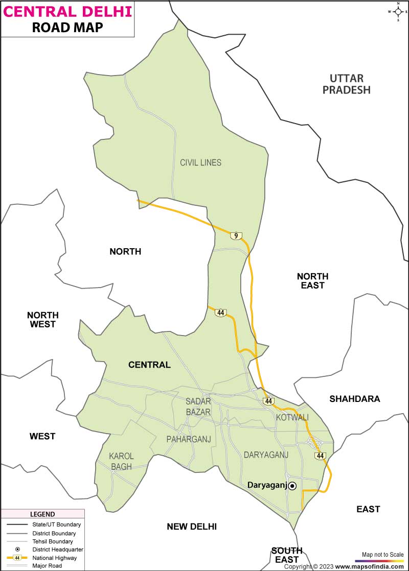 Central-Delhi Road Map