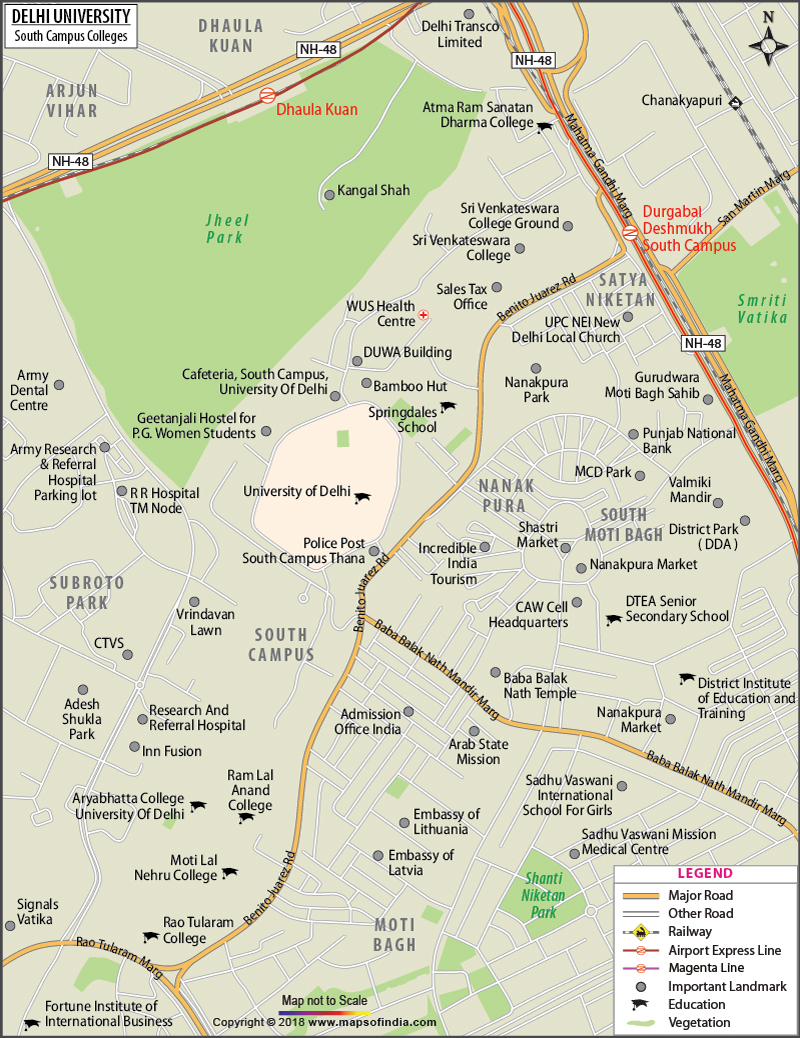 Delhi University South Campus Map