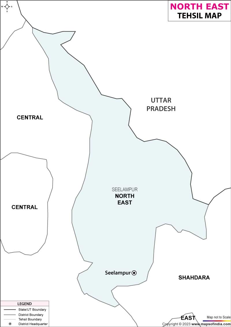Tehsil Map of North East Delhi 