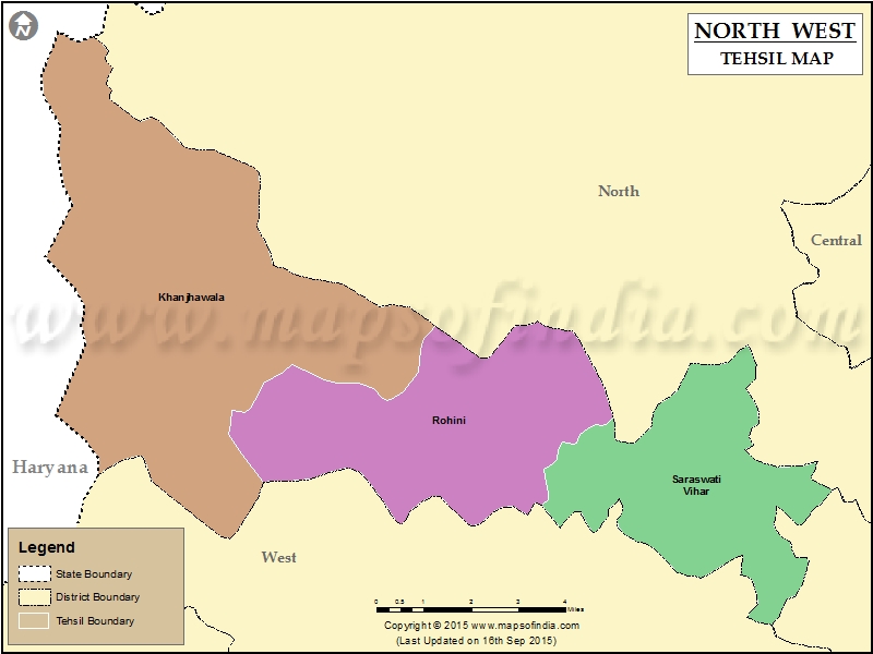 Tehsil Map of North West Delhi 