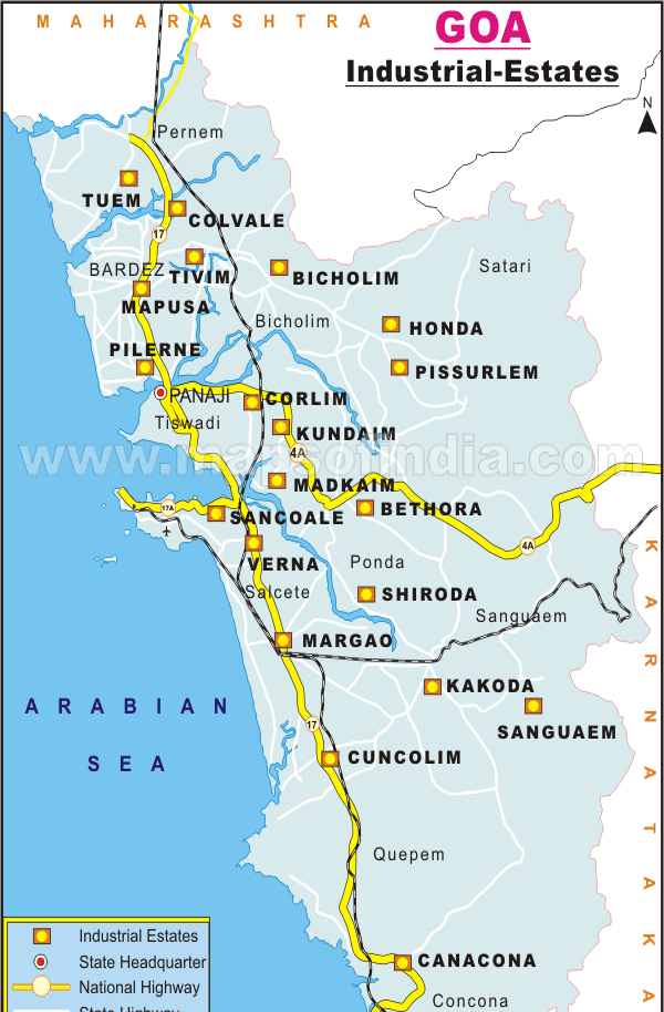 Goa Industrial Estates Map