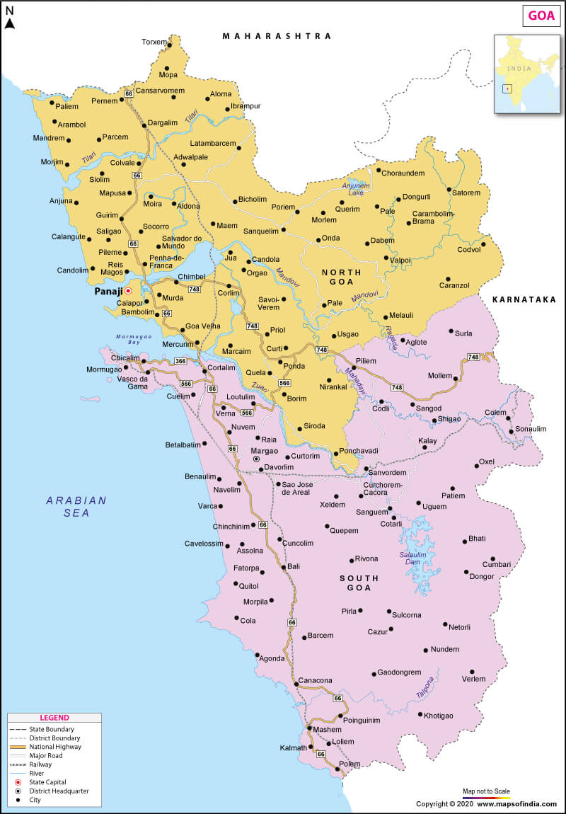 Goa Map City Information And Travel Destinations