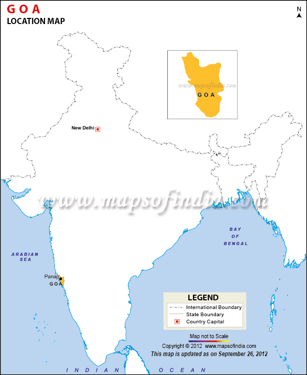 Map of India Depicting Location of Goa