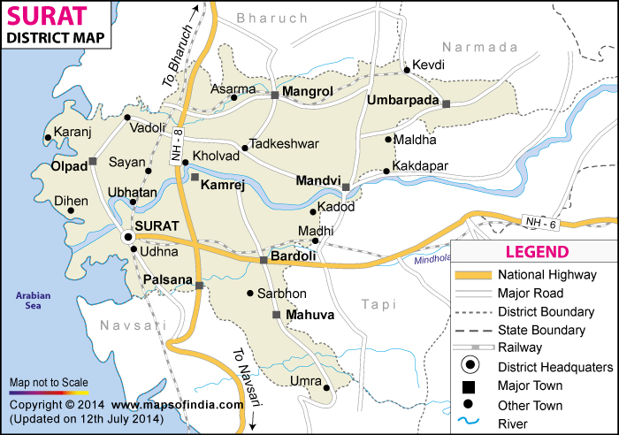 District Map of Surat