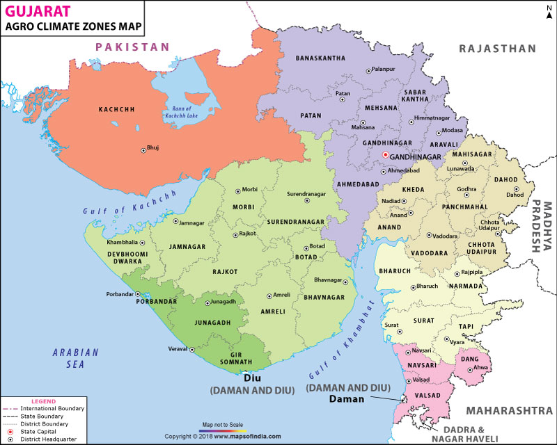 Gujarat Agro Climate Zones Map