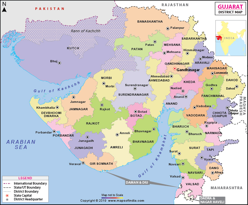 map of gujarat districts Gujarat Districts Map map of gujarat districts