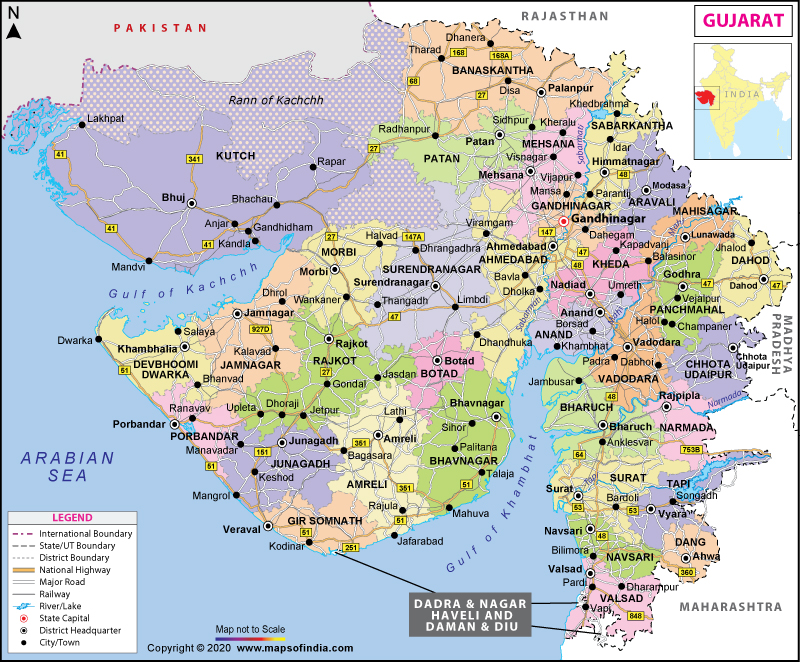 gujarat state map with cities Gujarat Map State Districts Information And Facts gujarat state map with cities