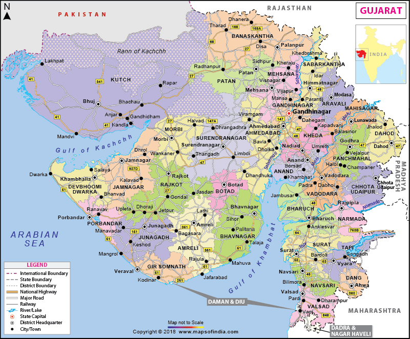 map of gujarat in gujarati Gujarat Map State Districts Information And Facts map of gujarat in gujarati