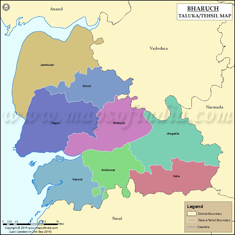 Tehsil Map of Bharuch