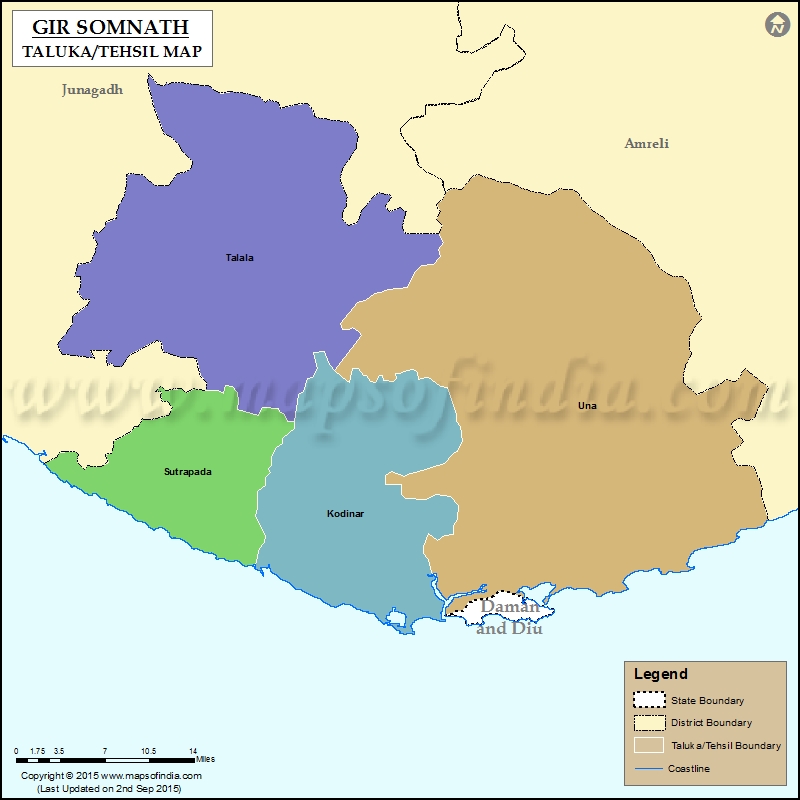 Tehsil Map of Gir Somnath