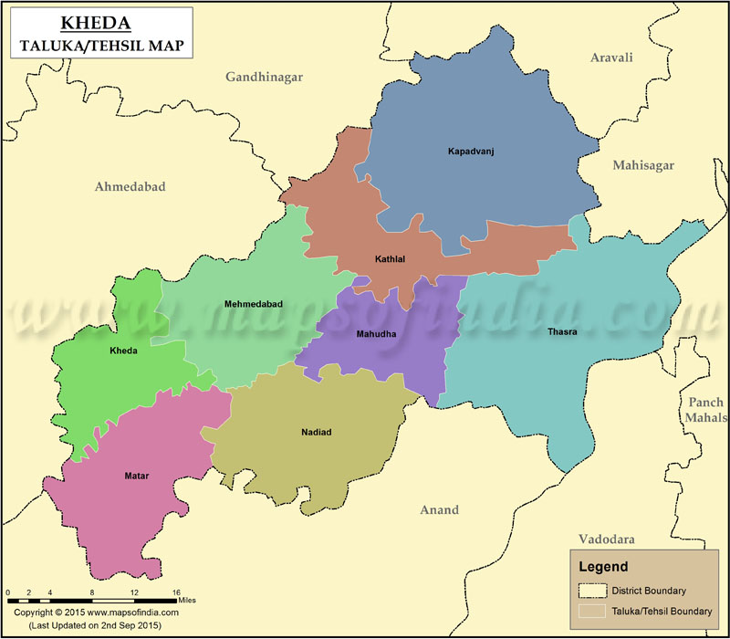 Kheda Tehsil Map, Kheda Taluka