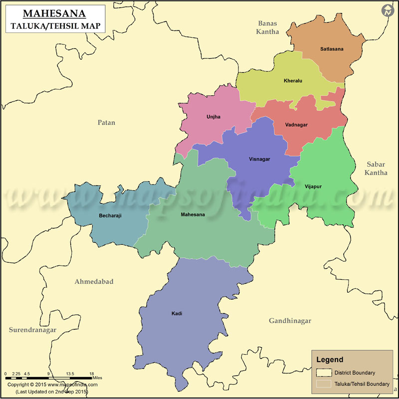 Vadnagar In Gujarat Map Mahesana Tehsil Map, Mahesana Taluka