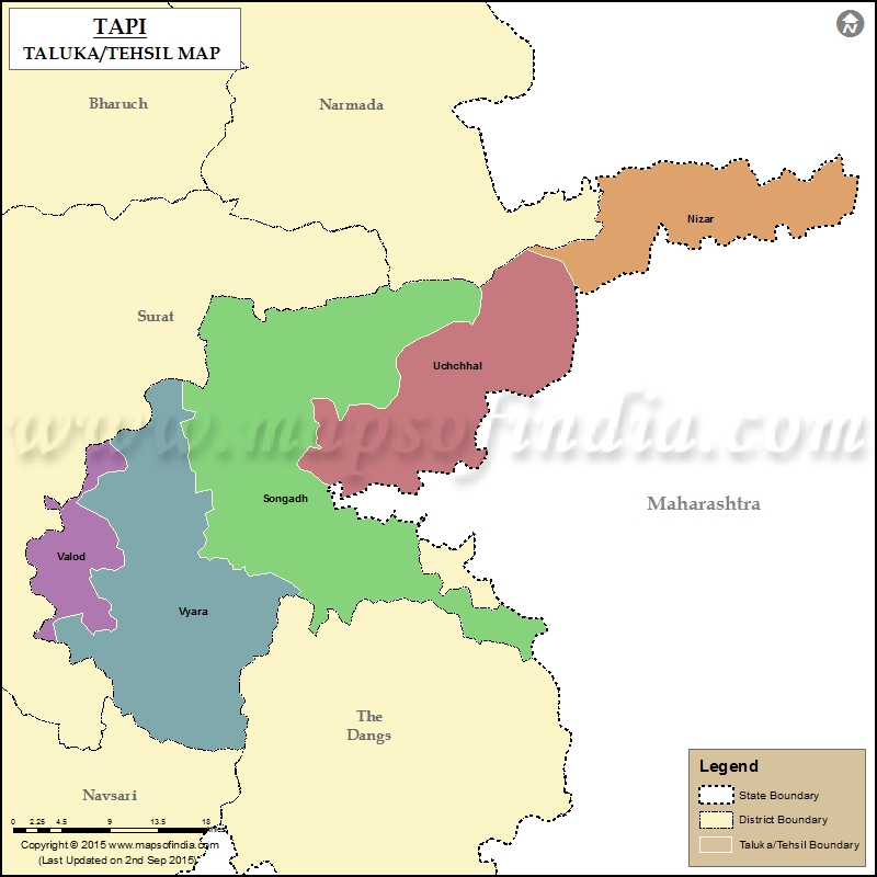 Tehsil Map of Tapi