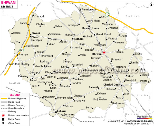 Bhiwani District Map