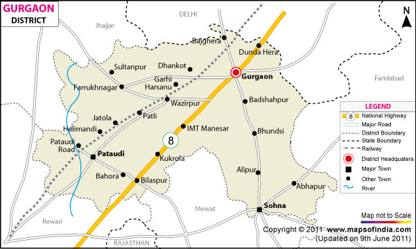Gurgaon District Map
