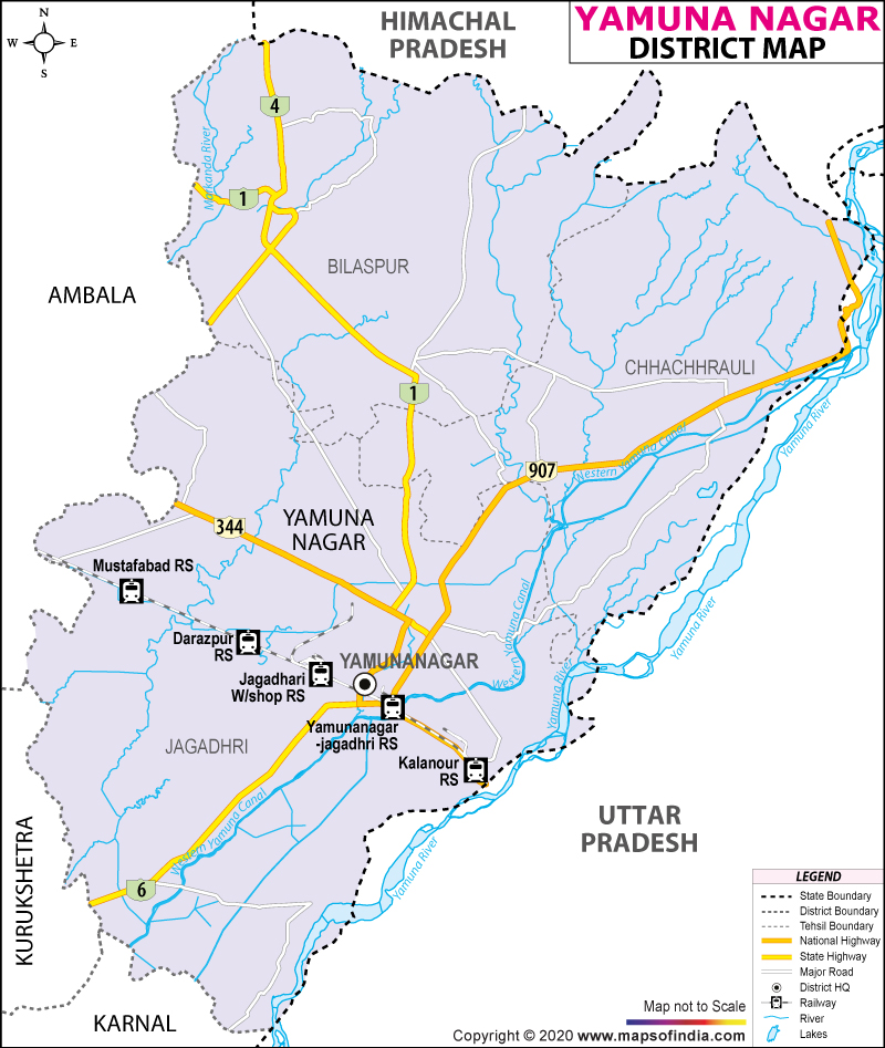 Yamunanagar District Map