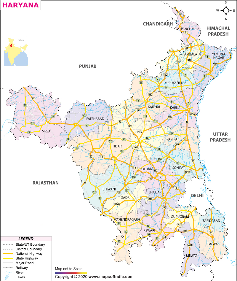 Haryana Map State Districts And City Information