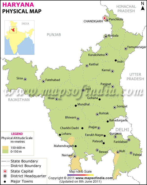 Haryana Physical Map