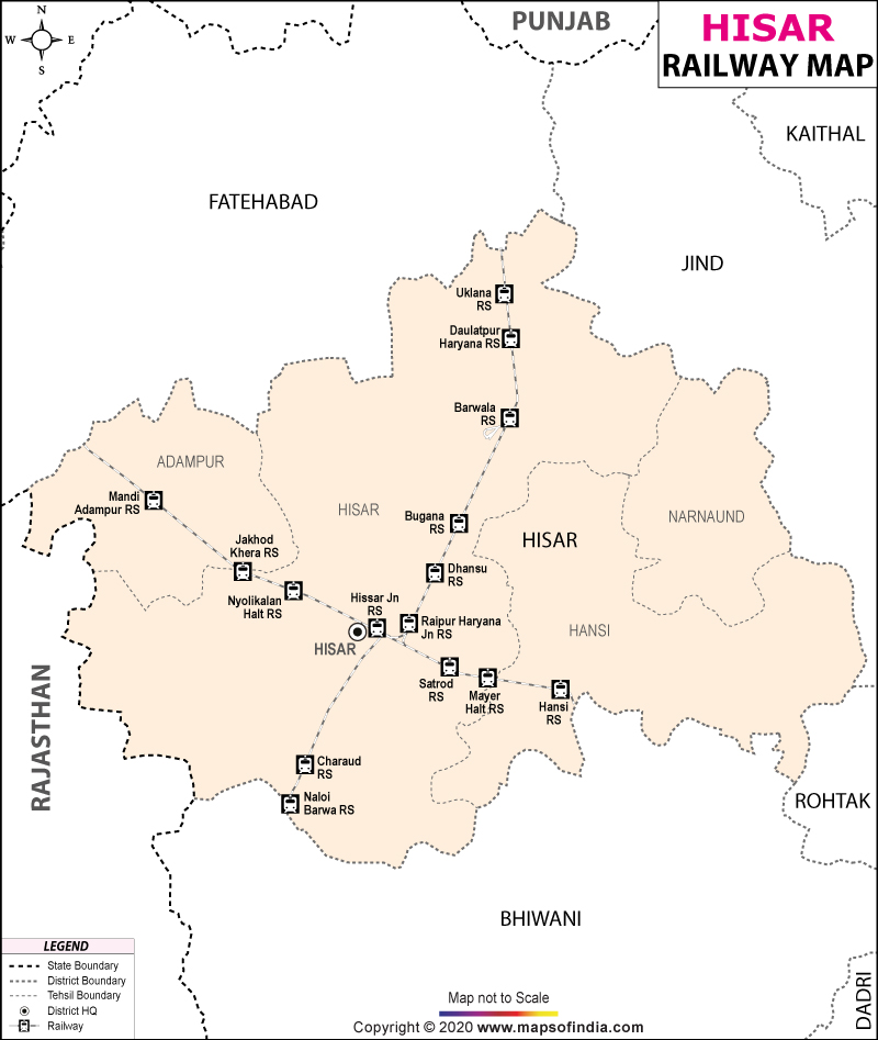 Delhi To Hisar Road Map Hisar Railway Map