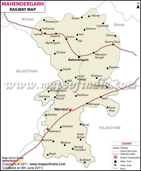 Mahendragarh Railway Map